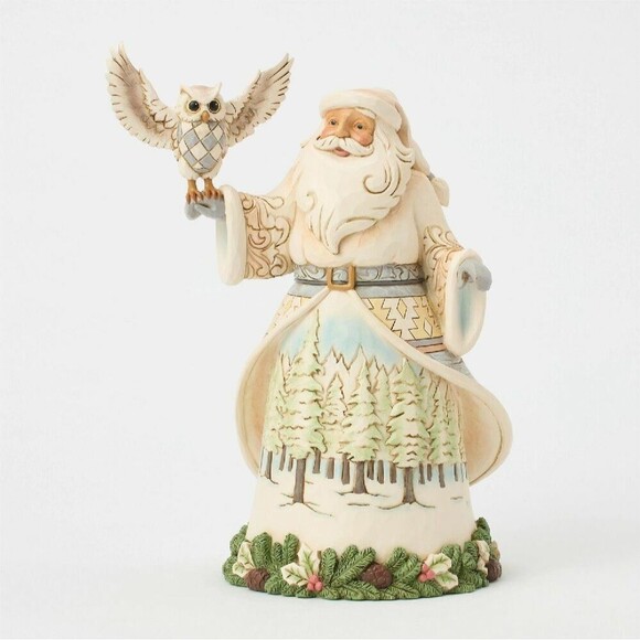 Jim Shore White Woodland Santa’s Woodland Messenger Owl ~ New In Box 8 Inch